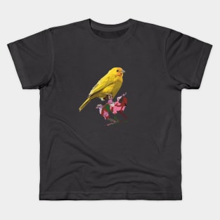 Saffron Finch on flowers Kids T-Shirt